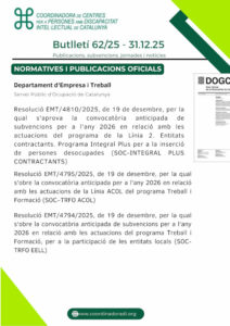 Butlletí n. 62/25 – 31.12.25